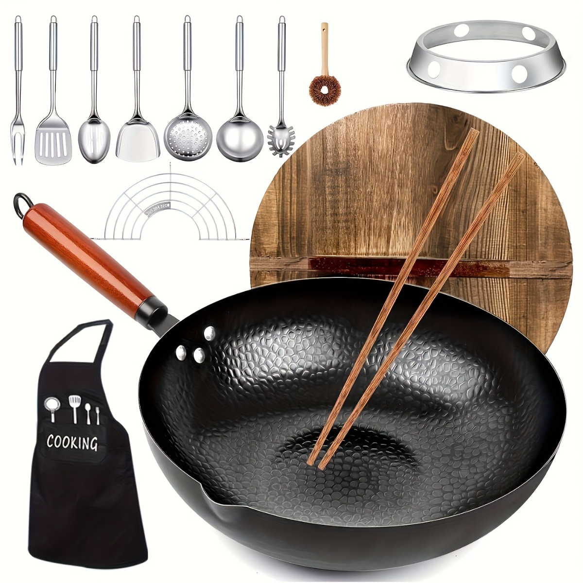 Home Cooking Fried Rice - 12.6 İnç Dökme Demir Wok Seti