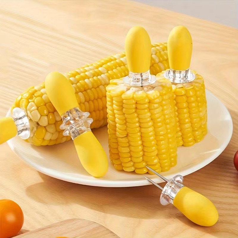 Home Cooking On - 1 Çift Mısır Tutucu, Paslanmaz Çelik