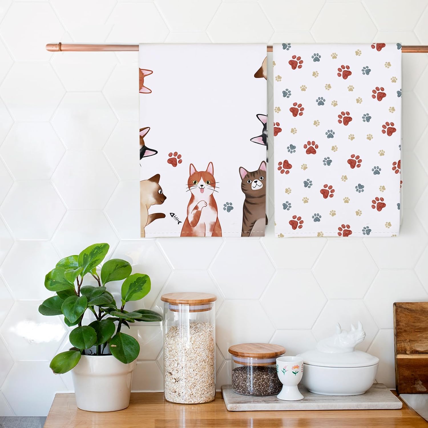 4 Adet, Kedi Pati Baskılı Kuyr - Home Cooking Is The Best incelemesi ve fiyatı